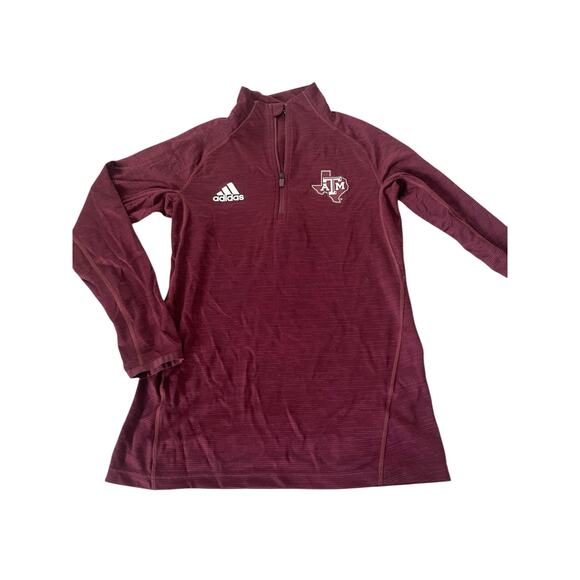 Adidas Maroon Burgundy ATM Aggies Pullover Quarter Zip Top Youth Size Small - Picture 2 of 6